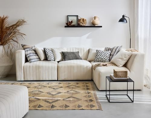 Lisa Design Nova - 4-Sitzer Modulares Ecksofa rechts - aus Samt Beige von Lisa Design