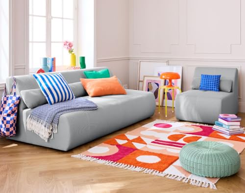 Lisa Design Onyx - 3-sitzer Einzelsofa - aus 3D-Mesh-Stoff Hellgrau von Lisa Design