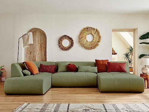 Lisa Design Onyx – 7-Sitzer Wohnlandschaft Links – aus Stoff Salbeigrün von Lisa Design