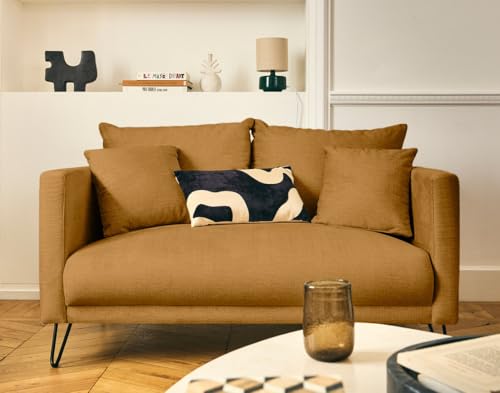 Lisa Design Ostrava - 2-sitzer Einzelsofa aus Samt Nadelfüße Gelb von Lisa Design