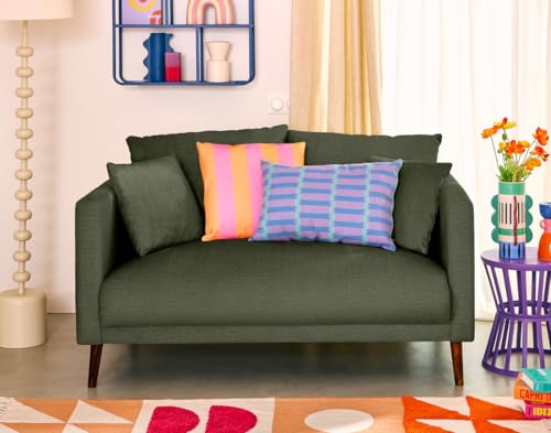 Lisa Design Ostrava - 2-sitzer Einzelsofa aus Samt mit Holzbeinen Grün von Lisa Design