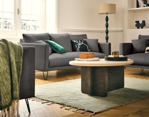Lisa Design Ostrava - 3-sitzer einzelsofa aus Samt Nadelfüße Grau von Lisa Design