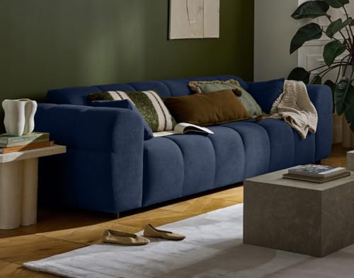 Lisa Design Ray - 3-sitzer einzelsofa aus Strukturiertem Stoff Blau von Lisa Design