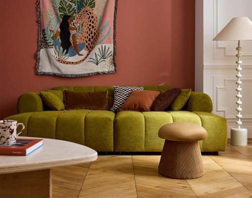 Lisa Design Ray - 3-sitzer einzelsofa mit doppelter Récamiere - Tiefe Sitzfläche - aus Strukturiertem Stoff Grün von Lisa Design