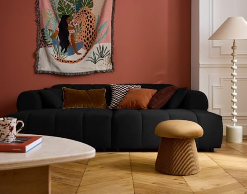 Lisa Design Ray - 3-sitzer einzelsofa mit doppelter Récamiere - Tiefe Sitzfläche - aus Strukturiertem Stoff Schwarz von Lisa Design