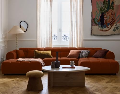Lisa Design - Ray – Panorama-Sofa in U-Form, 7-Sitzer aus strukturiertem Stoff, Rost von Lisa Design
