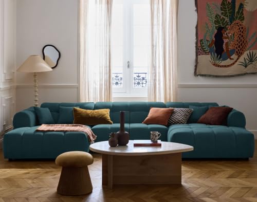 Lisa Design - Ray – Panorama-Sofa in U-Form, 7-Sitzer aus strukturiertem Stoff, blau grau von Lisa Design