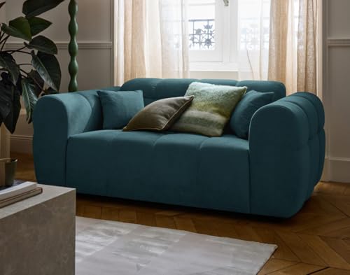 Lisa Design - Ray – Sofa, rechts, 2-Sitzer, aus strukturiertem Stoff, Blau / Grau von Lisa Design