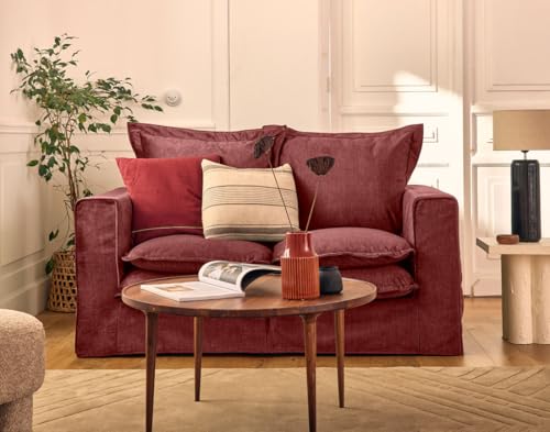 Lisa Design Rico - Einzelsofa Abnehmbarer 2-Sitzer mit Taschen aus Samt Bordeaux von Lisa Design