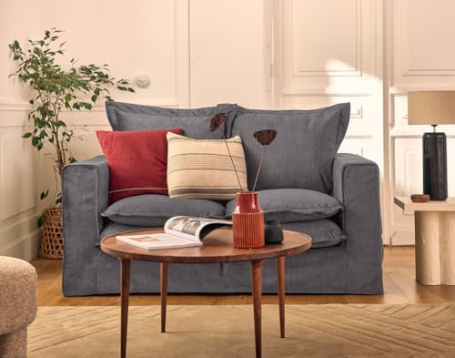 Lisa Design Rico - Einzelsofa Abnehmbarer 2-Sitzer mit Taschen aus Samt Grau von Lisa Design