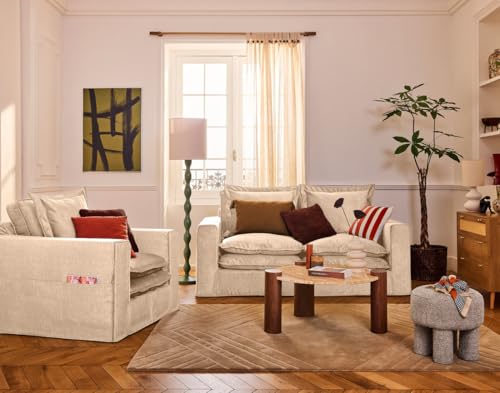 Lisa Design Rico - Einzelsofa Abnehmbarer 3-Sitzer mit Taschen aus Samt Beige Lisa Design Rico - Einzelsofa Abnehmbarer 3-Sitzer mit Taschen aus Samt Beige von Lisa Design