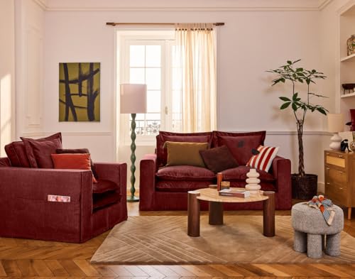 Lisa Design Rico - Einzelsofa Abnehmbarer 3-Sitzer mit Taschen aus Samt Bordeaux von Lisa Design