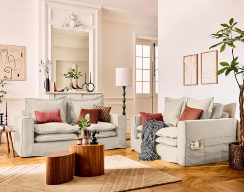 Lisa Design Rico - Einzelsofa abnehmbare 3-Sitzer mit Stofftaschen Beige von Lisa Design