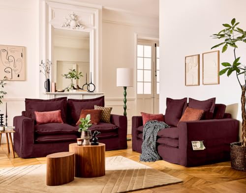 Lisa Design Rico - Einzelsofa abnehmbare 3-Sitzer mit Stofftaschen Pflaume von Lisa Design
