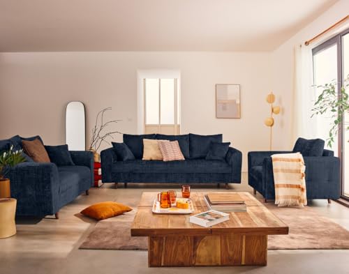 Lisa Design Rune - 3-sitzer Einzelsofa aus Strukturiertem Samt Blau Lisa Design Rune - 3-sitzer Einzelsofa aus Strukturiertem Samt Blau von Lisa Design