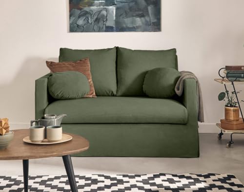 Lisa Design Serena - Einzelsofa Abnehmbarer 2-Sitzer aus Stoff Grün von Lisa Design
