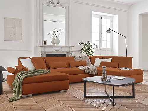 Lisa Design Vermont - wohnlandschaft rechts - 7 Sitzplätze - schlaffunktion - aus Stoff Rostfarben von Lisa Design