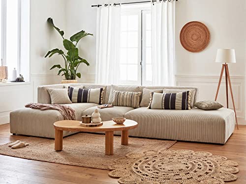 Lisa Design Victoire – modulares Ecksofa Links – 5-Sitzer – aus Cord Beige von Lisa Design