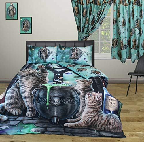 Lisa Parker Bettwäsche-Set für Einzelbett, Hubble Bubble Cats Witches von Lisa Parker