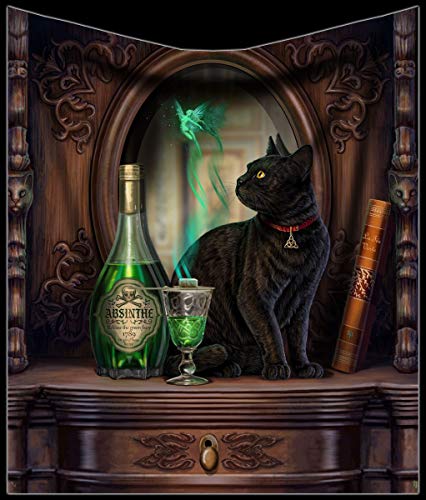 Lisa Parker Fantasy Fleecedecke mit Katze - Absinthe | Gothic Dekoartikel, Kuscheldecke, Wohndecke, Motiv, 140x160 cm von Lisa Parker