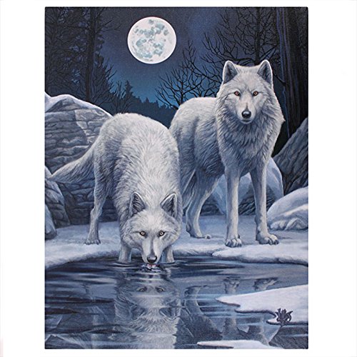Lisa Parker - Warriors Of Winter - White Wolves & Ice Scene - 25cm x 19cm Canvas Plaque by Lisa Parker von Lisa Parker