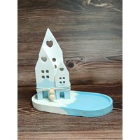 Handgemachte Gips-Häuschen/Lichterhäuschen "Kamon" Zur Deko, Zum Einzug Richtfest, Oder Als Geschenk Geschenkidee von LisaDesignsHN