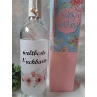 Flaschenlicht Leuchtflasche Weltbeste Nachbarin Geschenk Geburtstagsgeschenk Frau Laterne Mit Spruch von LisasHandwerkstatt