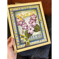 Deluxe Veilchen Samen Gerahmter Druck Von Lillian/Vintage Blumen Werbung von LisasPiecesBoutique