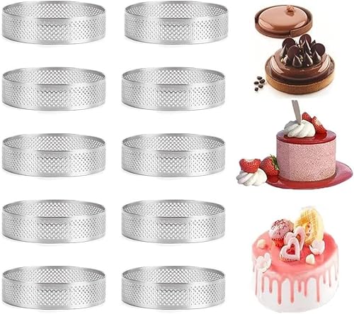 Liseng 10 StüCk Runde Torten Ringe mit LöChern Edelstahl Obst Kuchen Quiches Kuchen Mousse Form KüChe Back Form 10Cm Liseng 10 StüCk Runde Torten Ringe mit LöChern Edelstahl Obst Kuchen Quiches Kuchen Mousse Form KüChe Back Form 10Cm von Liseng