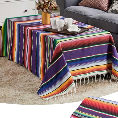 Liseng Mexikanische Decke Sarape Picknick Decke ÜBerwurf Tisch Decke Heiß Stange für Yoga Party, 150X215Cm (150x215cm Rainbow) von Liseng