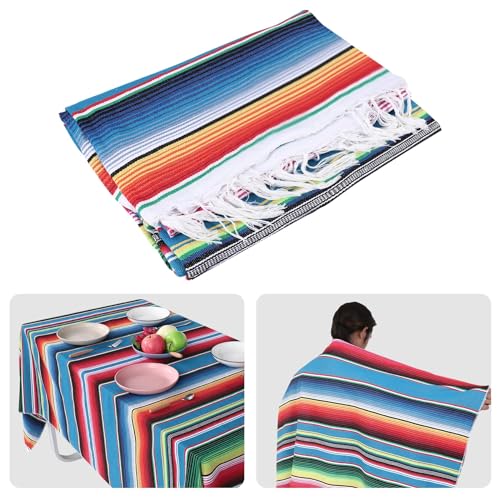 Liseng Mexikanische Decke Sarape Picknick Decke ÜBerwurf Tisch Decke Heiß Stange für Yoga Party, 150X215Cm von Liseng