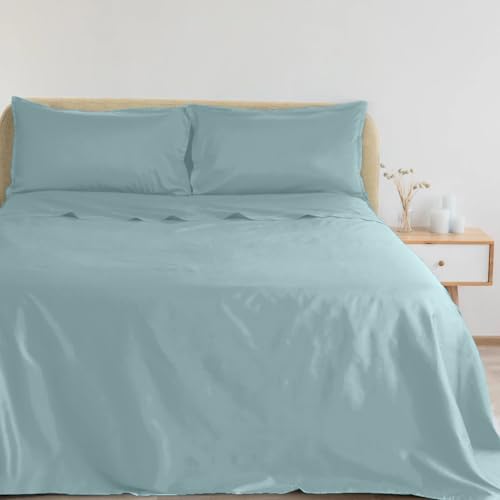 Lisola Bettwäsche-Set für französisches Bett, Bettwäsche aus Baumwollsatin 300 TC, hergestellt in Italien, Bettlaken 200 x 290 cm + 2 Kissenbezüge 50 x 80 cm, einfarbig, Modell: Gottardo von Lisola