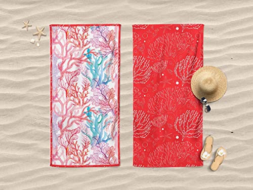 Lisola Strandtuch aus Micro-Frottee, Marine-Muster, doppelseitig, ideal für Strand, Meer und Pool, 90 x 170 cm, Modell: Coral Bay von Lisola