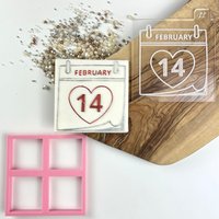 14. Februar Kalender Ausstechform Und Embosser, Valentinstag Ausstechform, Liebe Zuckerguss Stempel, Herz Keks Stempel von LissieLoves