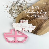 Happy Valentine's Day Style 3 Ausstecher Und Embosser, Valentines Ausstechform, Liebe Zuckerguss Stempel, Herz Keks Stempel von LissieLoves