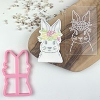 Hase Mit Blumen Stirnband Ostern Ausstechform & Embosser, Frohe Ostern, Ausstecher, Cookie Stempel, Postbox Ideen von LissieLoves