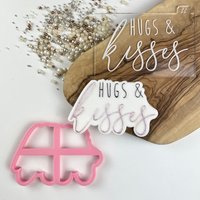 Hugs & Kisses Style 2 Ausstechform Und Prägung, Valentinstag Keks Cutter, Love Cookie Cutter, Icing Stamp, Herz Stempel von LissieLoves