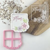 Mama Im Quadrat Mit Blumen Ausstechform Und Embosser, Happy Mother's Day, Cookie Stempel, Day von LissieLoves