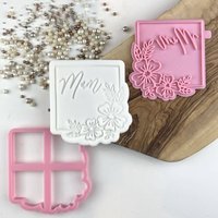 Mama Im Quadrat Mit Blumen Ausstechform Und Stempel, Happy Mother's Day, Cookie Embosser, Day von LissieLoves
