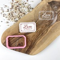 Mini Liebe Gutschein Ausstechform Und Embosser, Valentines Ausstechform, Ausstecher, Fondant Icing Stempel, Herz Cookie Embosser von LissieLoves