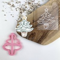 Moderner Christbaum Ausstecher Und Prägung, Weihnachtskeksschneider, Frohe Weihnachten Keksprägung, Keksstempel von LissieLoves