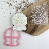 Schneekugel Ausstecher Und Prägung, Weihnachtskeks Ausstecher, Frohe Weihnachten Keksprägung, Keksstempel von LissieLoves