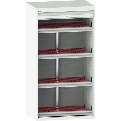 Lista | CNC-Schrank mit Rollladen | 4 Schubladen | 156 Halter ISO-SK 40 | lichtgrau RAL 7035 von Lista
