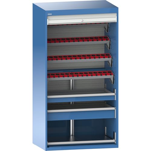 Lista | CNC-Schrank mit Rollladen | 7 Ebenen | 56 Halter ISO-SK 40 | lichtblau RAL 5012 von Lista