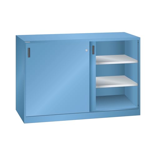 Lista | Schiebetürschrank | HxB 1000 x 1500 mm | Trennwand | Tiefe 500 mm | lichtblau RAL 5012 von Lista