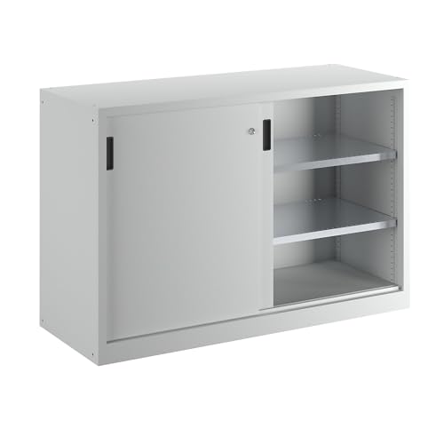 Lista | Schiebetürschrank | HxB 1000 x 1500 mm | Trennwand | Tiefe 580 mm | lichtgrau RAL 7035 von Lista