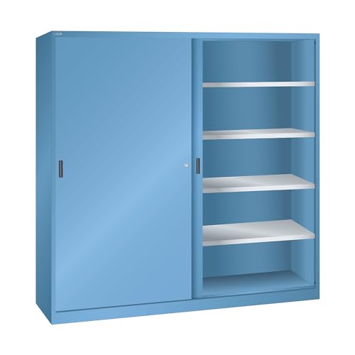 Lista | Schiebetürschrank | HxB 1950 x 2000 mm | Trennwand | lichtblau RAL 5012 von Lista