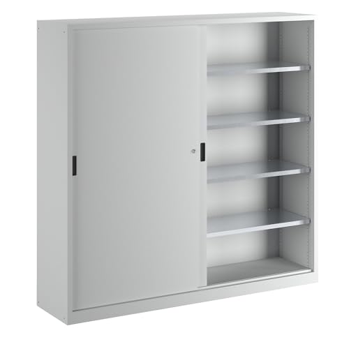 Lista | Schiebetürschrank | HxB 1950 x 2000 mm | Trennwand | lichtgrau RAL 7035 von Lista
