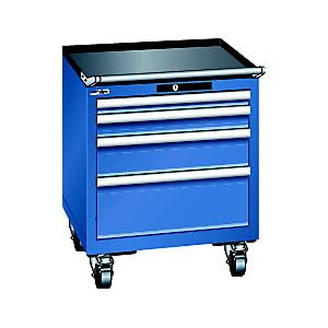 Lista | Schubladenschrank | fahrbar | BxT 564 x 572 mm | 4 Schubladen | enzianblau von Lista