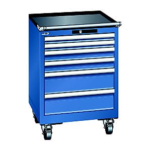 Lista | Schubladenschrank | fahrbar | BxT 564 x 572 mm | 6 Schubladen | enzianblau von Lista